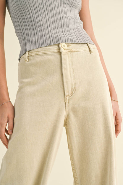 Stone Wide Leg Denim Pants