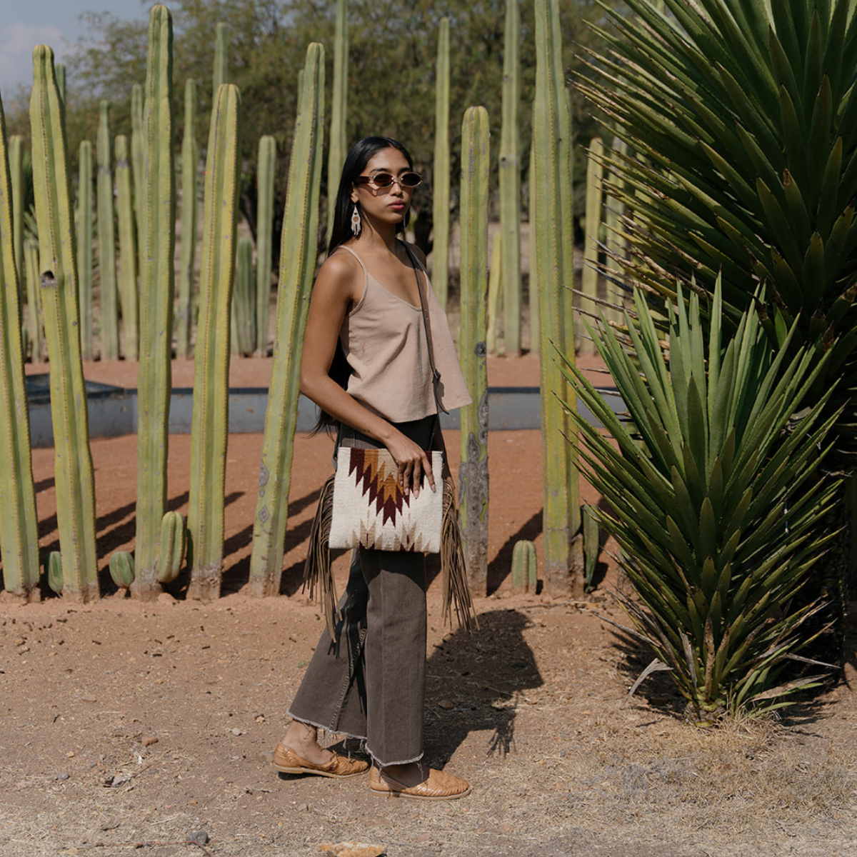 Copal Wool Fringe Crossbody–Handwoven Oaxaca