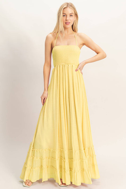 Smocked Halter Maxi Dress