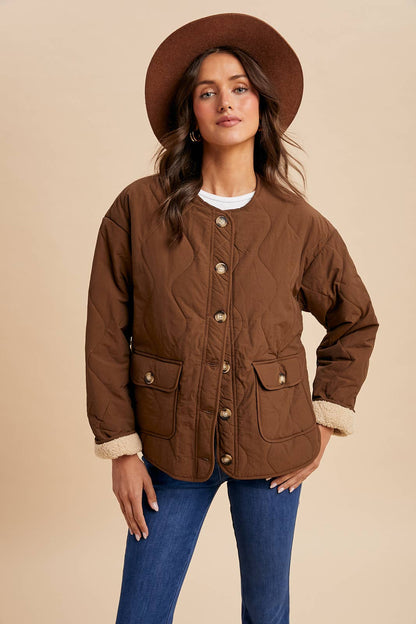 Quilted Sherpa Lined Puffer Jacket