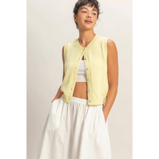 Button Up Sleeveless Cardigan