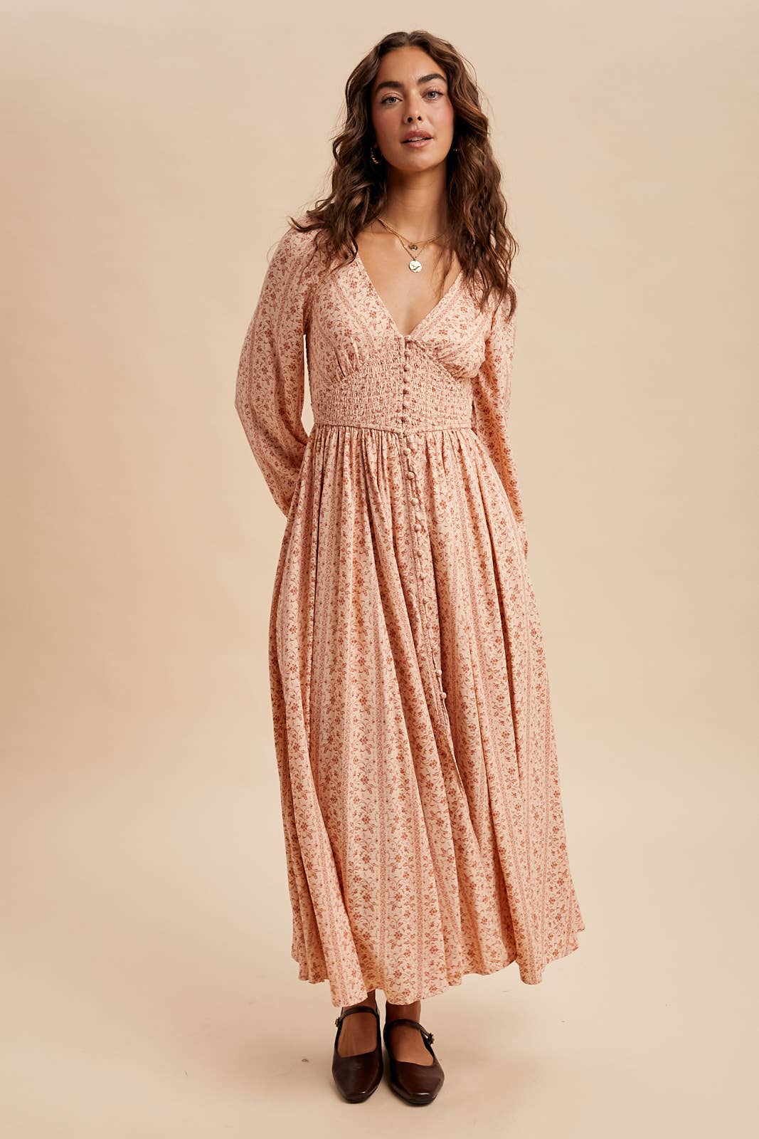 Smocked Button Down Maxi