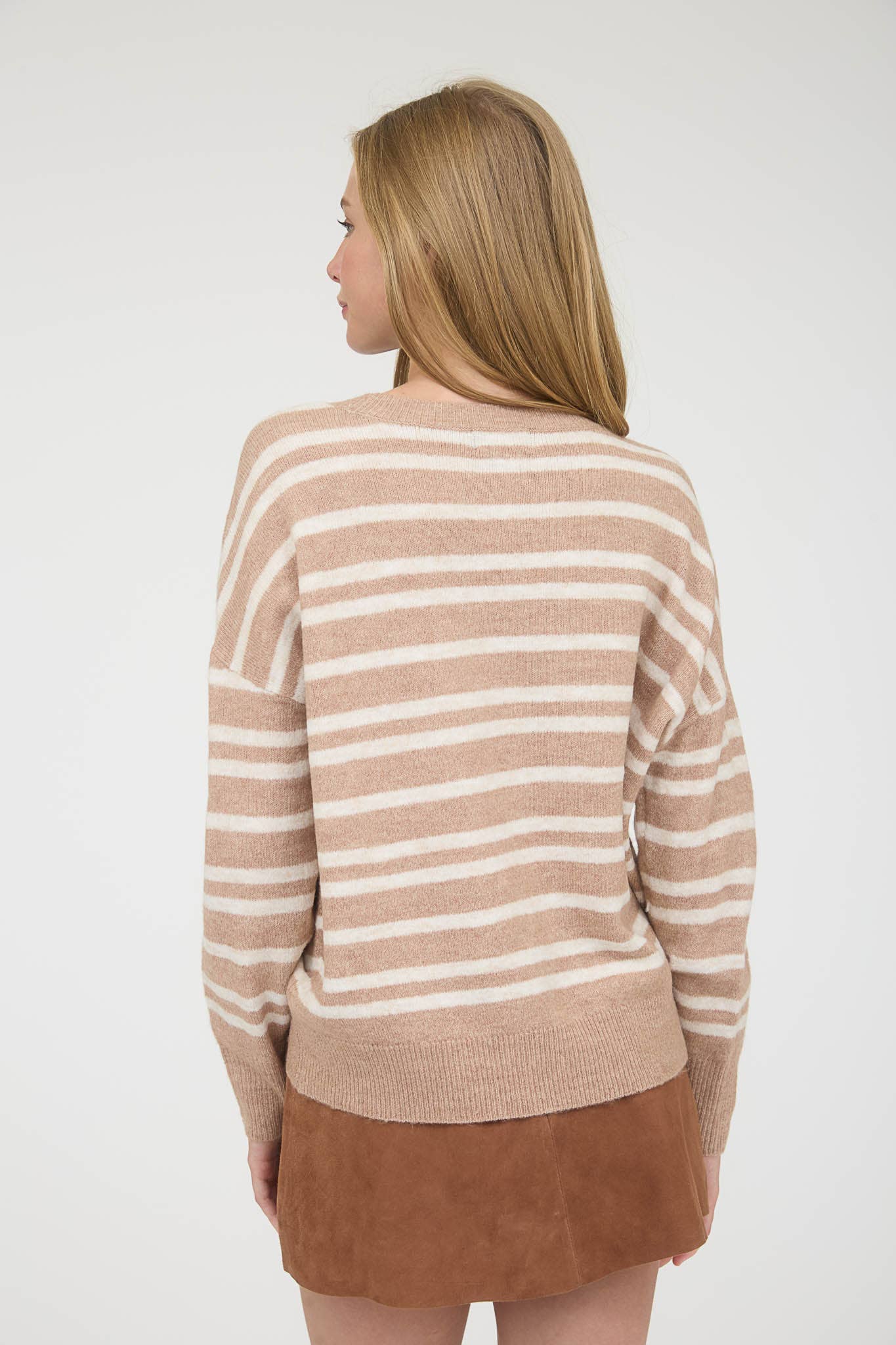 Cozy Front Seam Striped Sweater