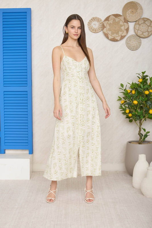 Effortless Tile Print Midi Dress