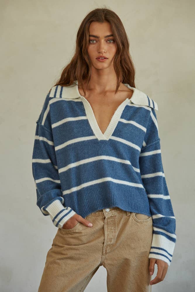 The Weekend Stripe Polo Sweater