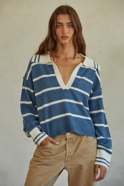 The Weekend Stripe Polo Sweater