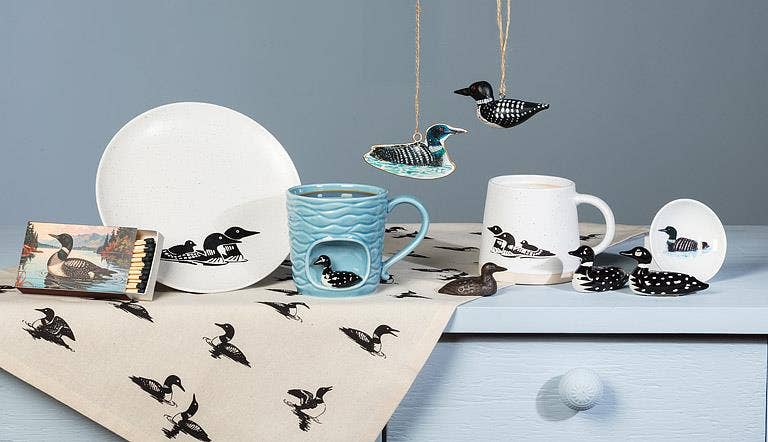 Wavy Blue Mug with Loon