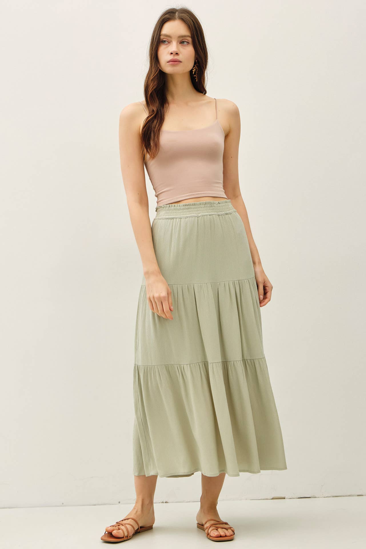Smocked Waist Tiered Skirt