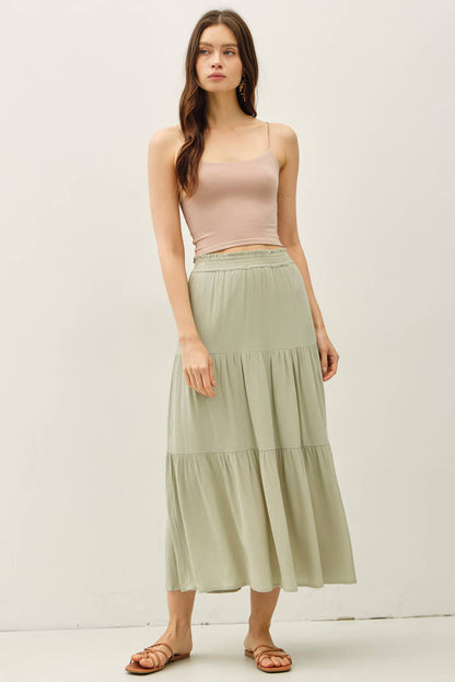 Smocked Waist Tiered Skirt