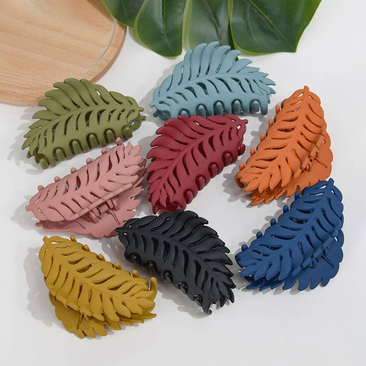 Matte Leaf Feather Hair Clip