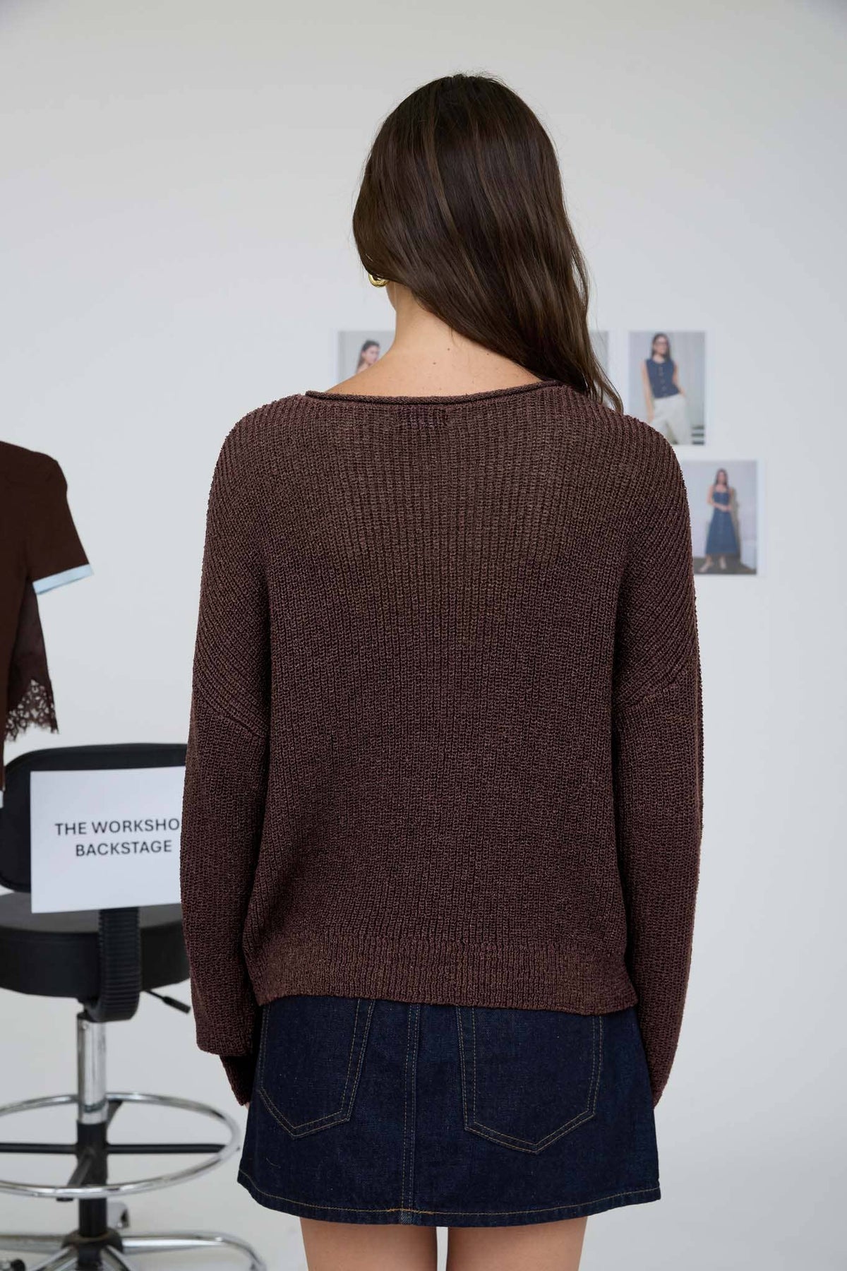 POINTELLE V STITCH ROLLED EDGE KNIT SWEATER (PRE-ORDER)