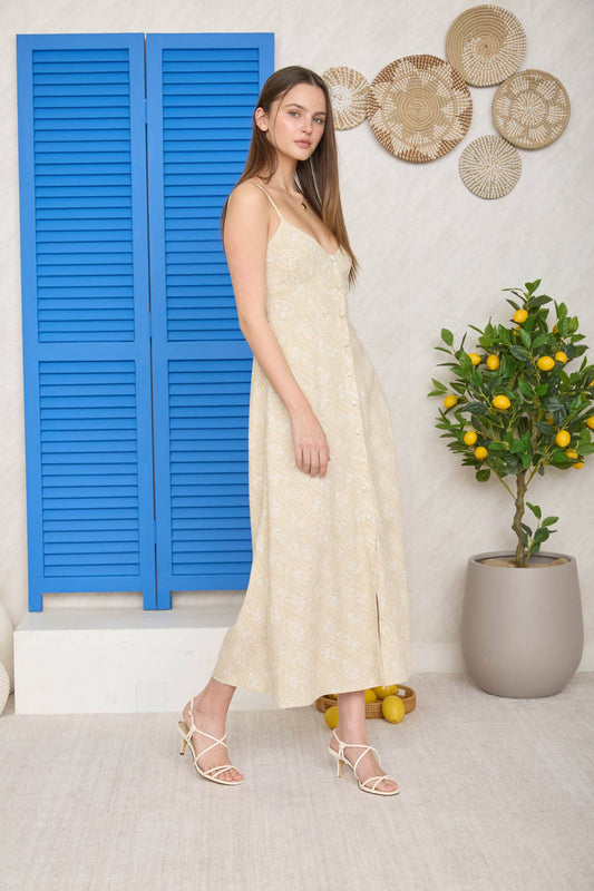 Effortless Tile Print Midi Dress