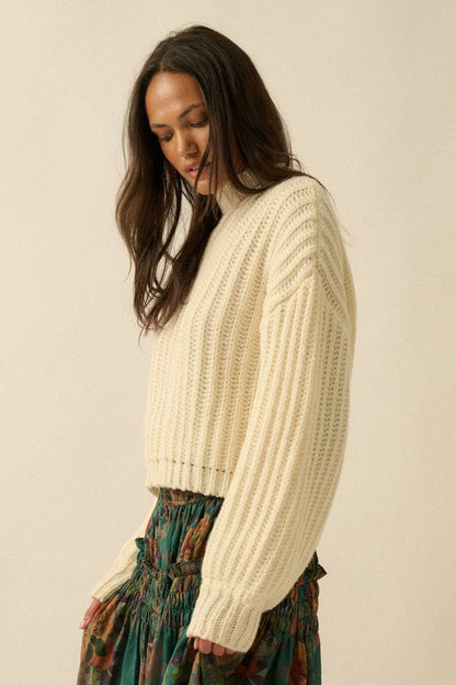 Essential Wide Sleeve Rib Knit Sweater
