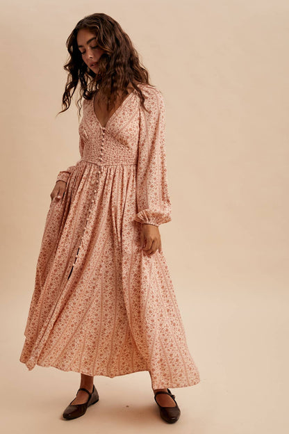 Smocked Button Down Maxi