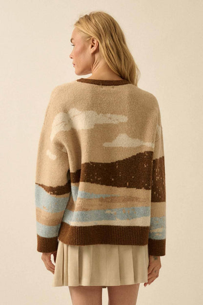 Beach Landscape Jacquard-Knit Sweater