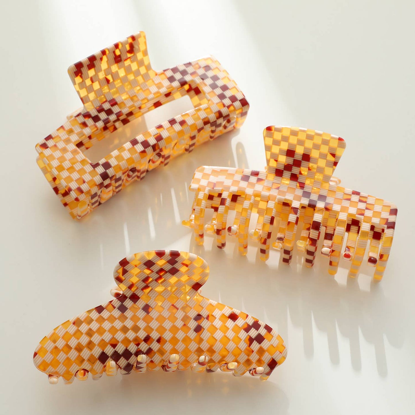 Golden Checkerboard Large - Assorted Claw Clips