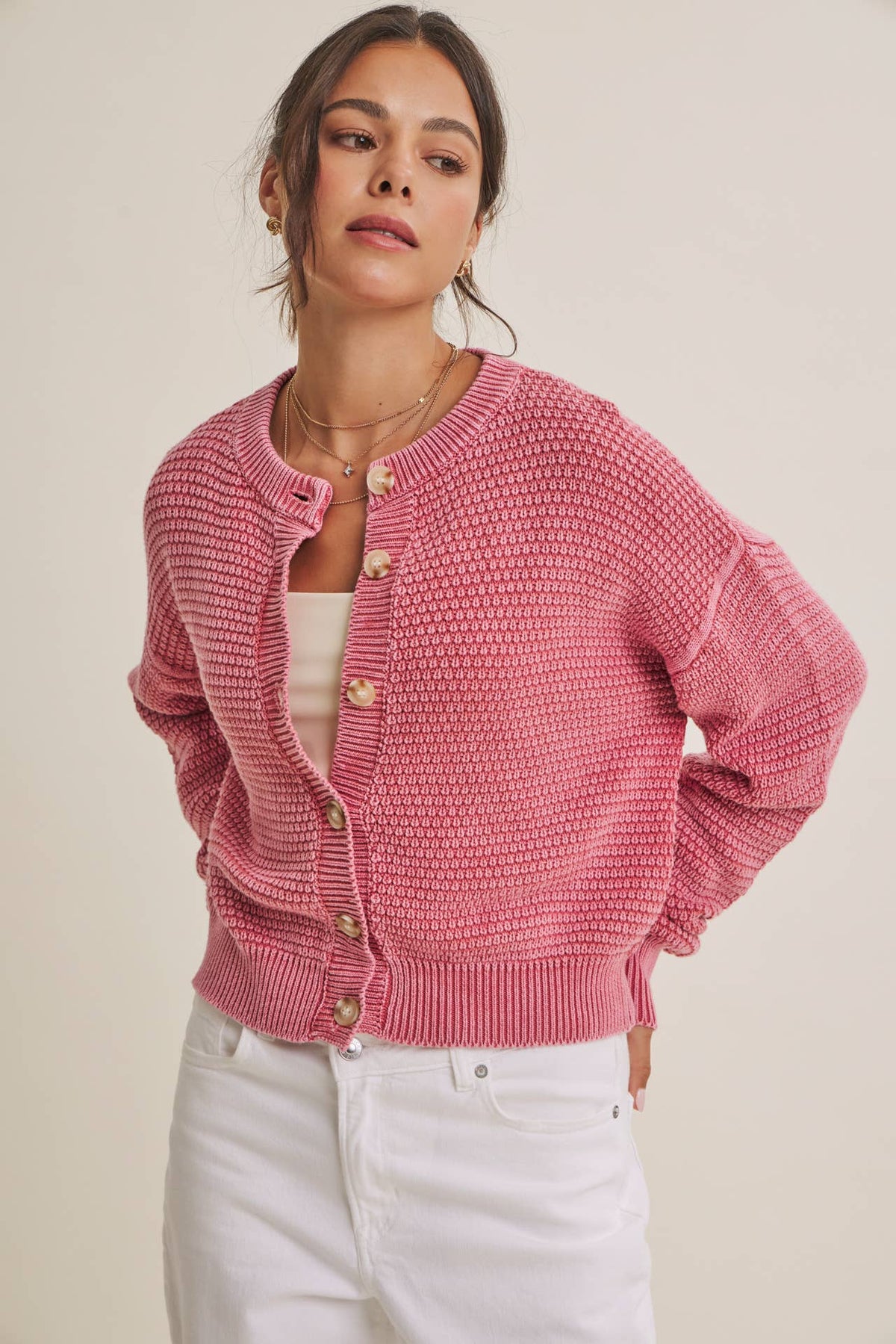 Mineral Waffle Cardigan
