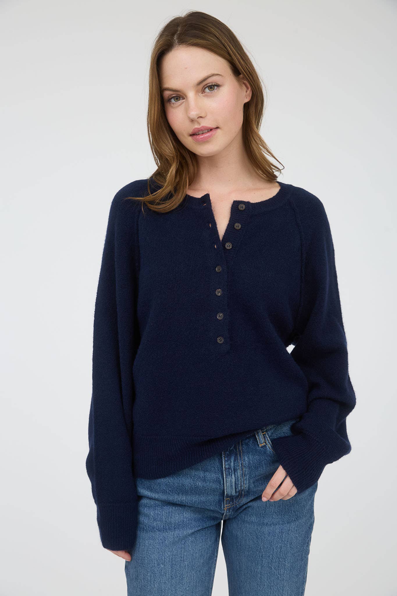 Laid-Back Henley Sweater