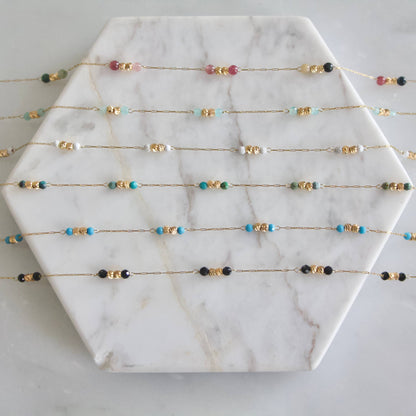 Gemstone Round Beaded Necklace