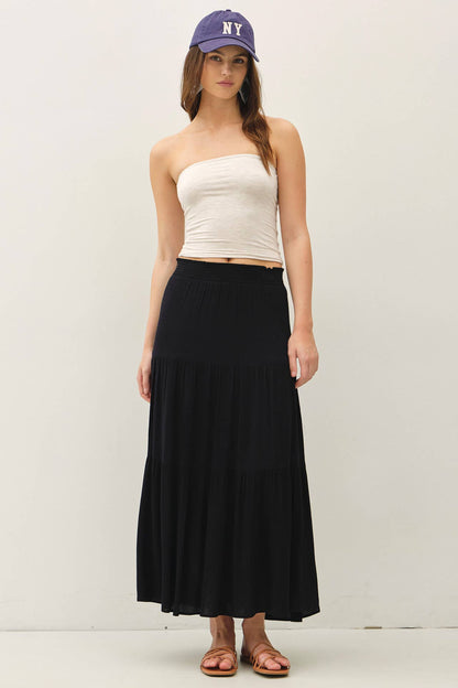 Smocked Waist Tiered Skirt