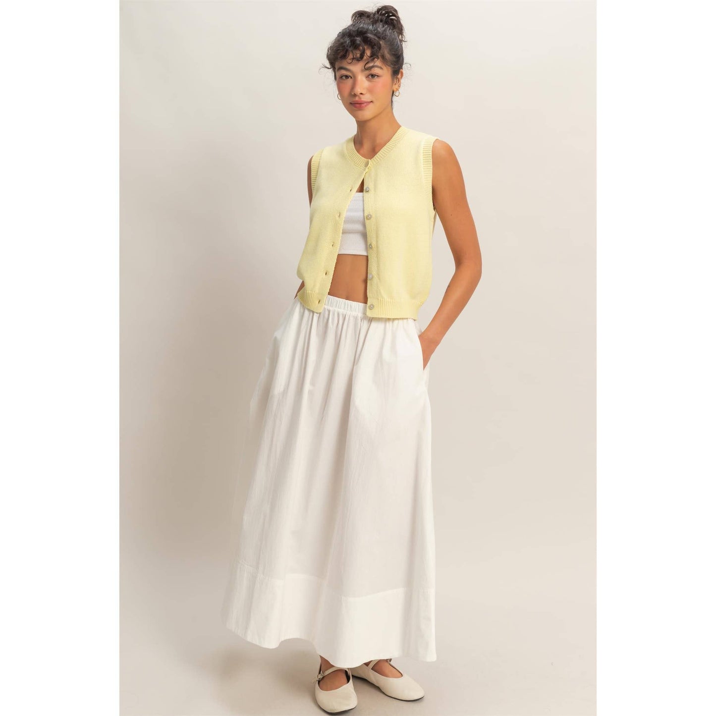 Button Up Sleeveless Cardigan