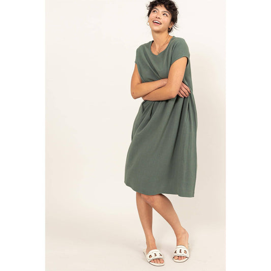 Date Night In Linen Oversized Midi Dress