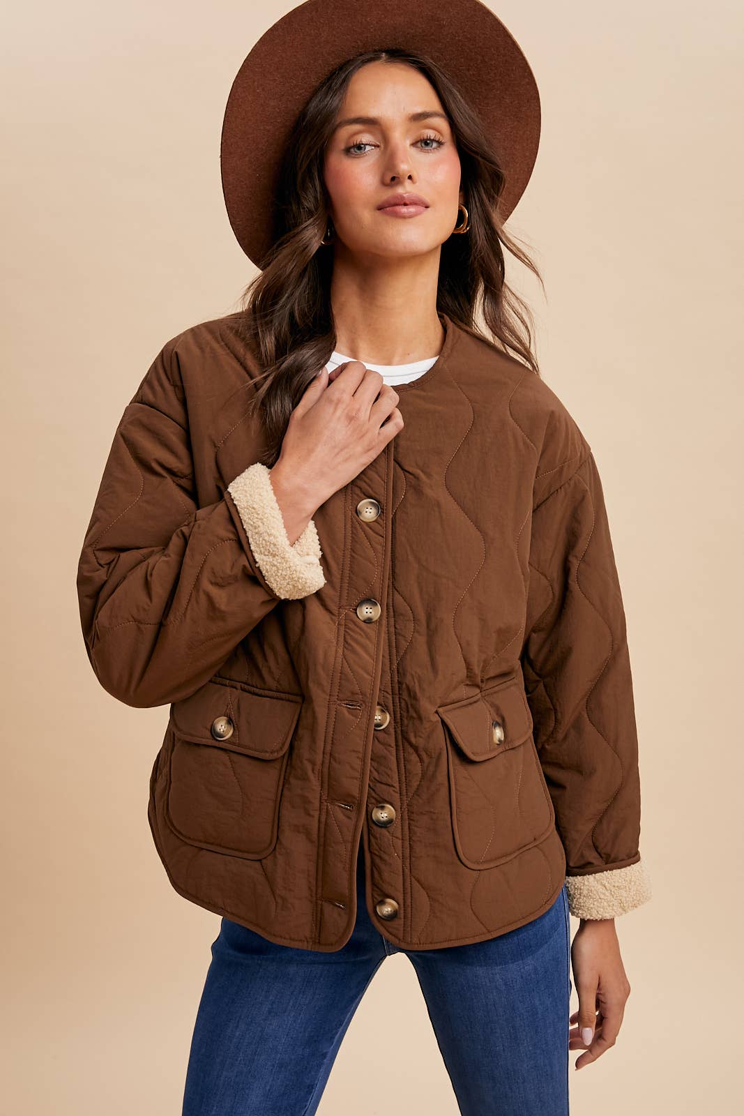 Quilted Sherpa Lined Puffer Jacket