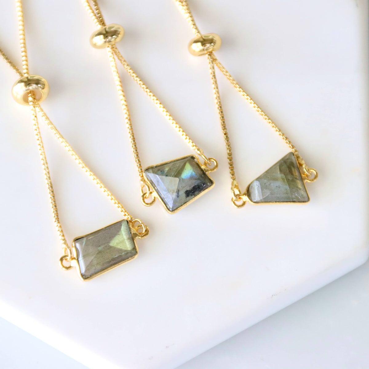 Faceted Gemstone Adjustable Bracelet