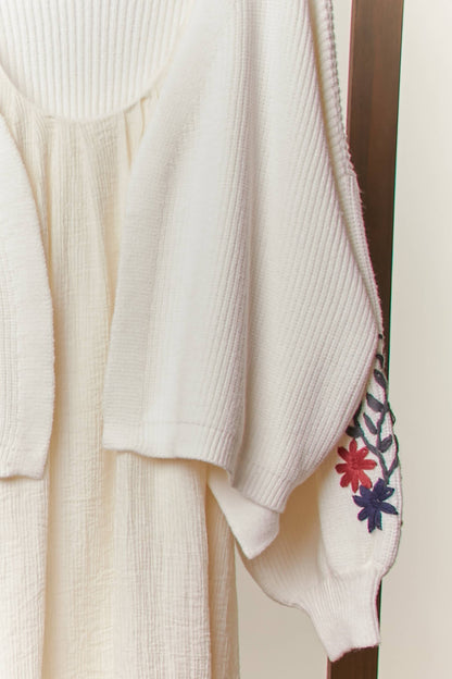 Floral embroidery Patchwork Cardigan