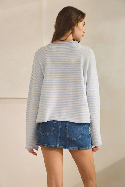 Striped Roll Up Neck Sweater