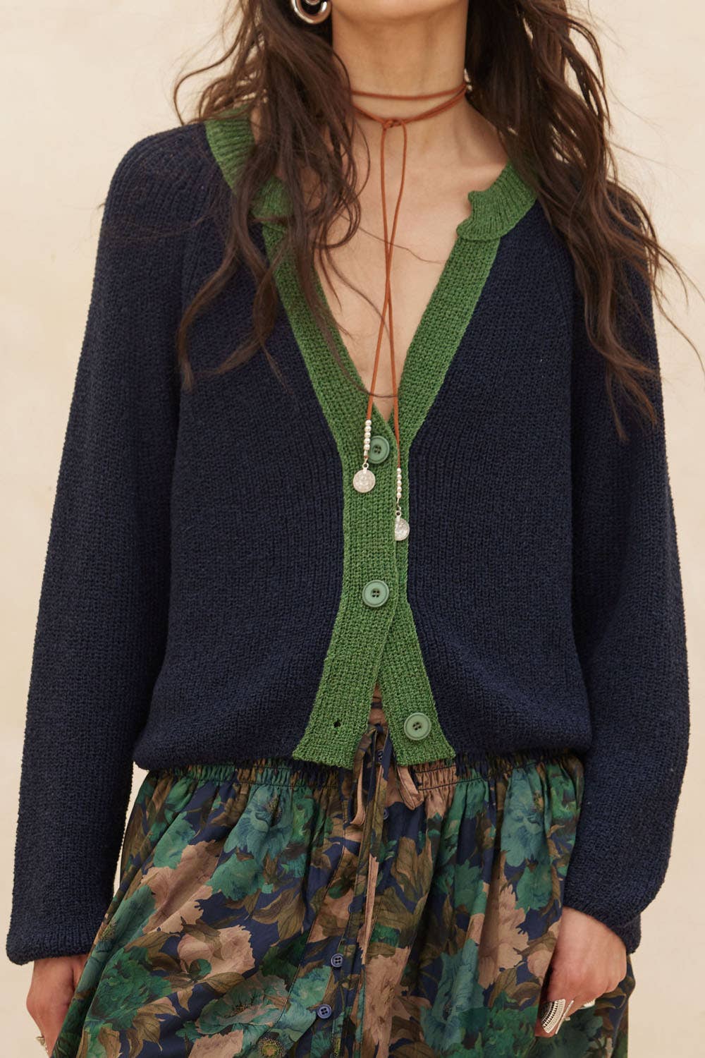 Best Selling Ribbed Knit Contrast Cardi