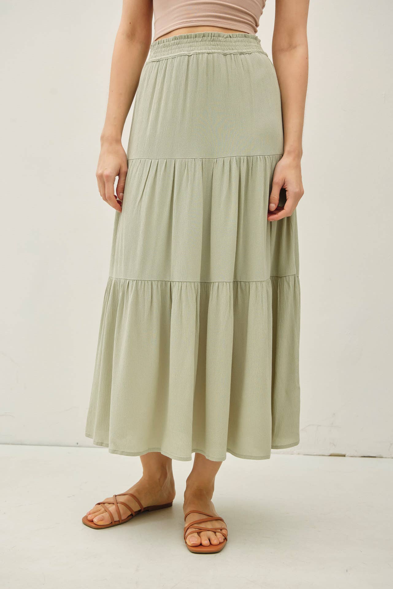 Smocked Waist Tiered Skirt