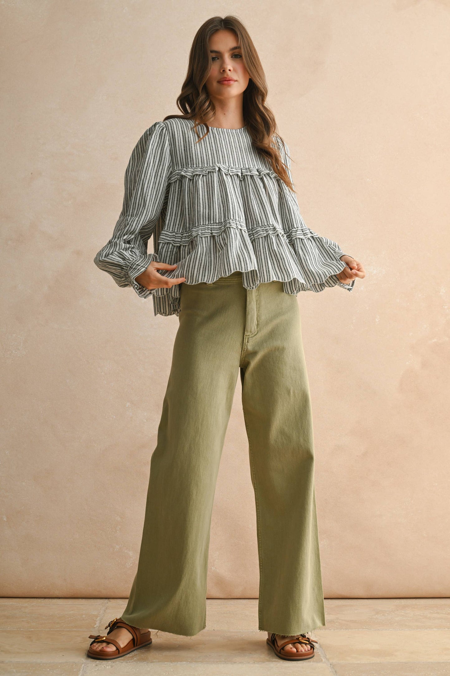 Stone Wide Leg Denim Pants