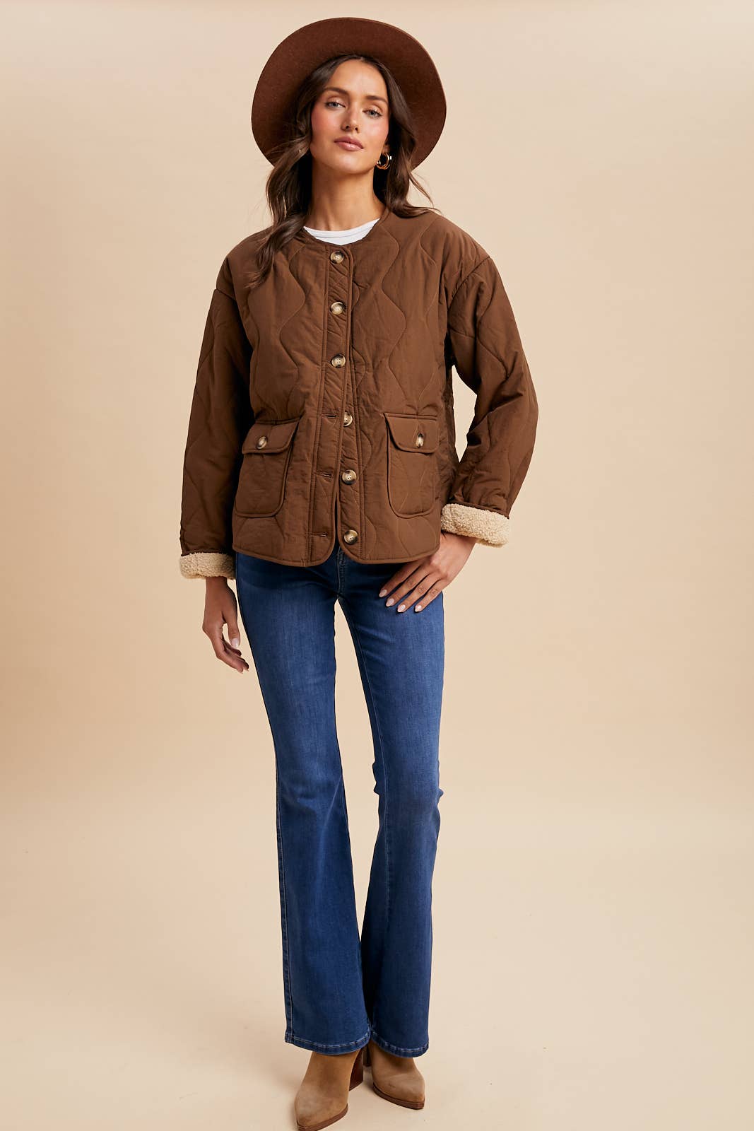 Quilted Sherpa Lined Puffer Jacket