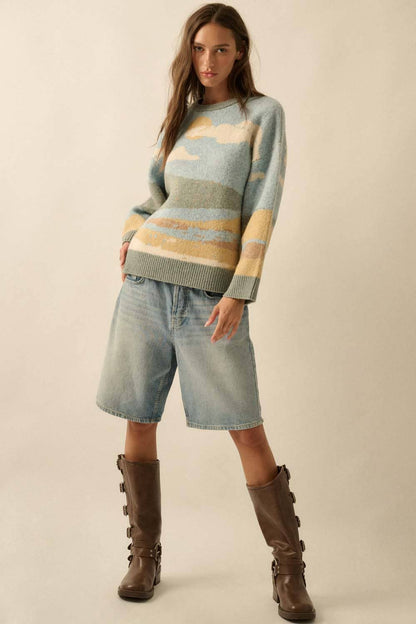 Beach Landscape Jacquard-Knit Sweater