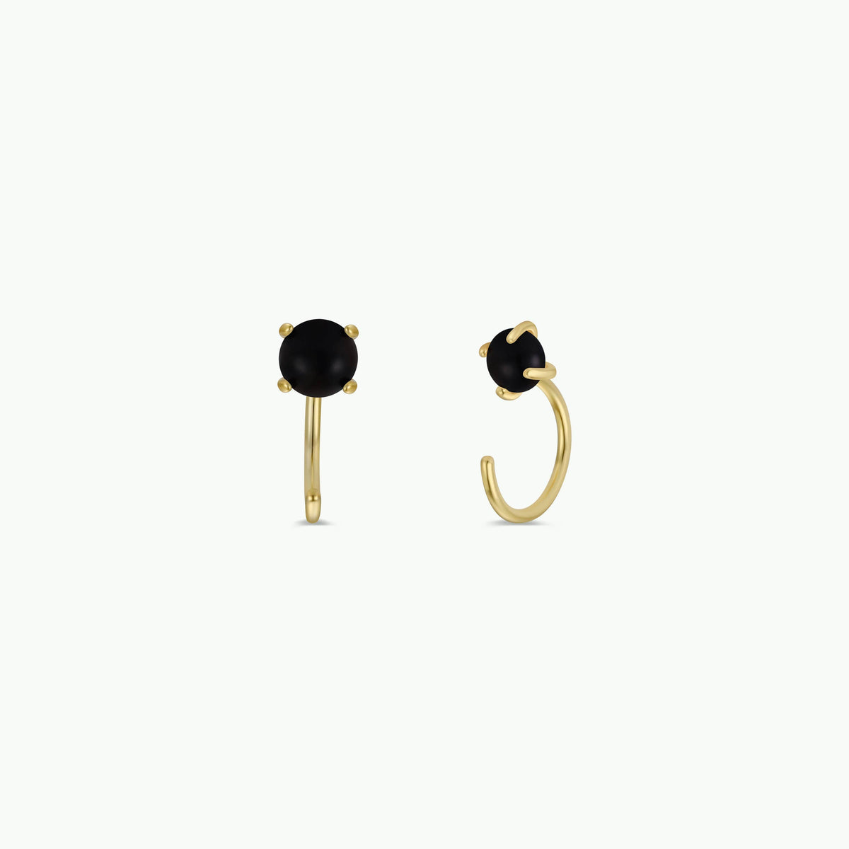 Huggies - Obsidian - Gold Earrings