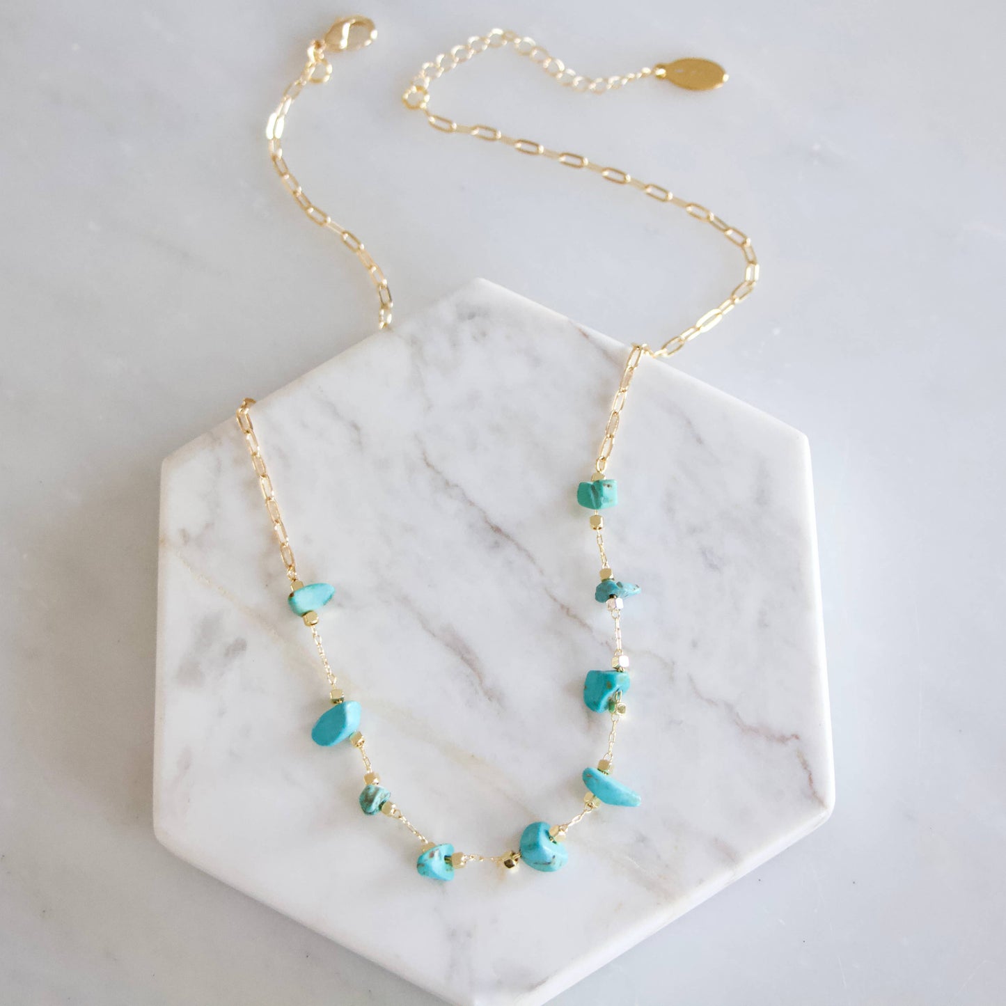 Turquoise Nugget Paperclip Necklace