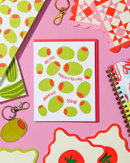 Letterpress Olive Everything About You Card