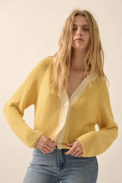 Best Selling Ribbed Knit Contrast Cardi