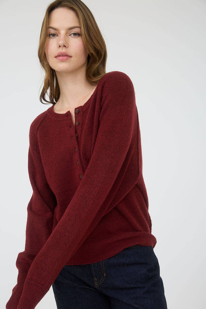 Laid-Back Henley Sweater