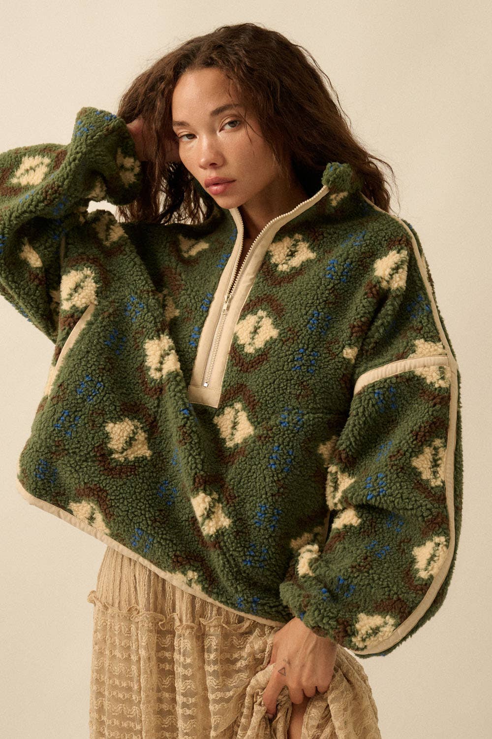 Geo-Print Sherpa Fleece Half-Zip