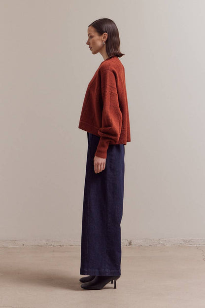 Textured Grid Knit Sweater