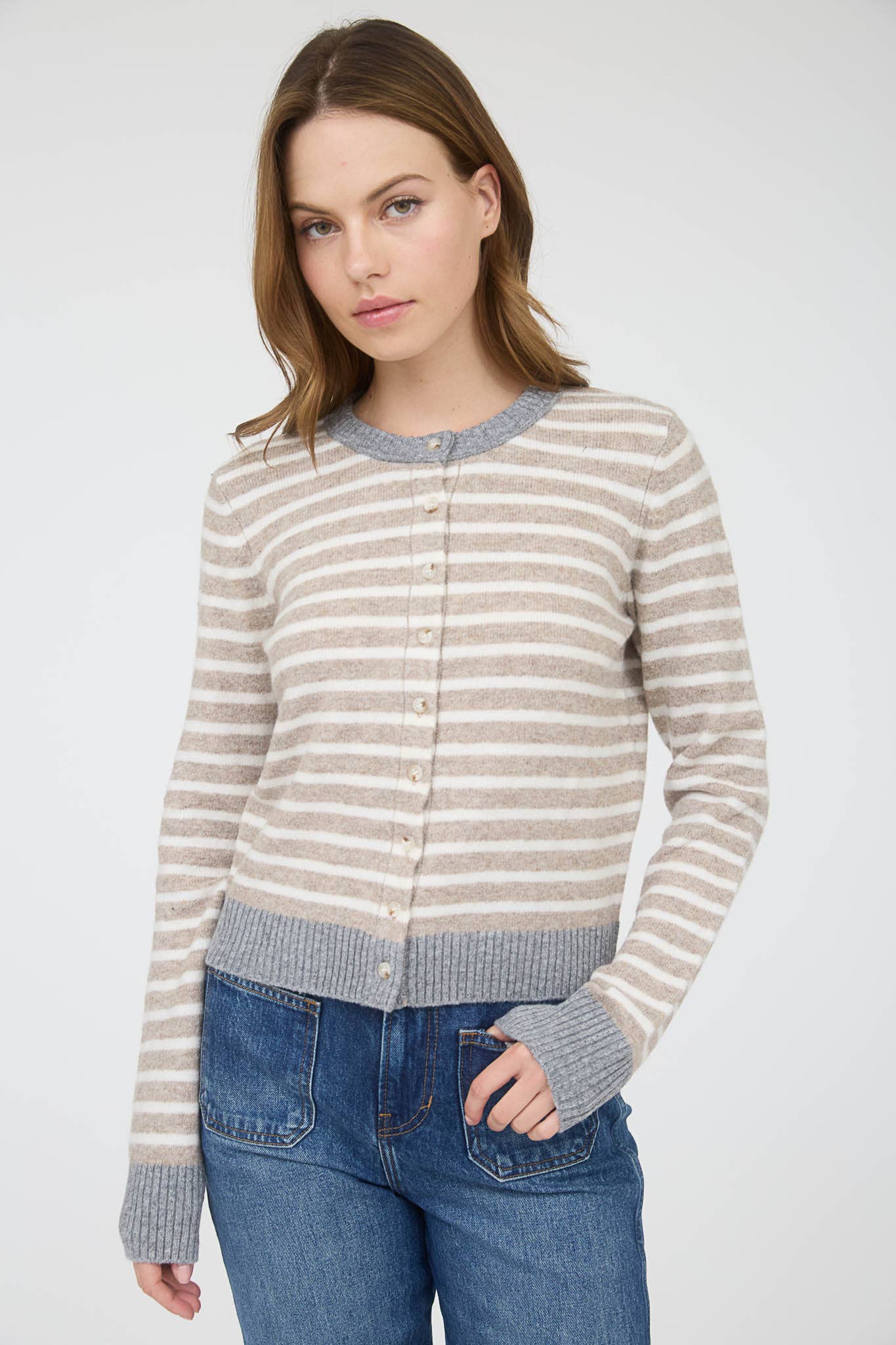 Contrast Striped Cardigan
