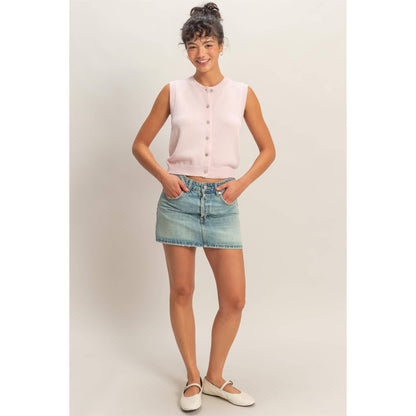 Button Up Sleeveless Cardigan