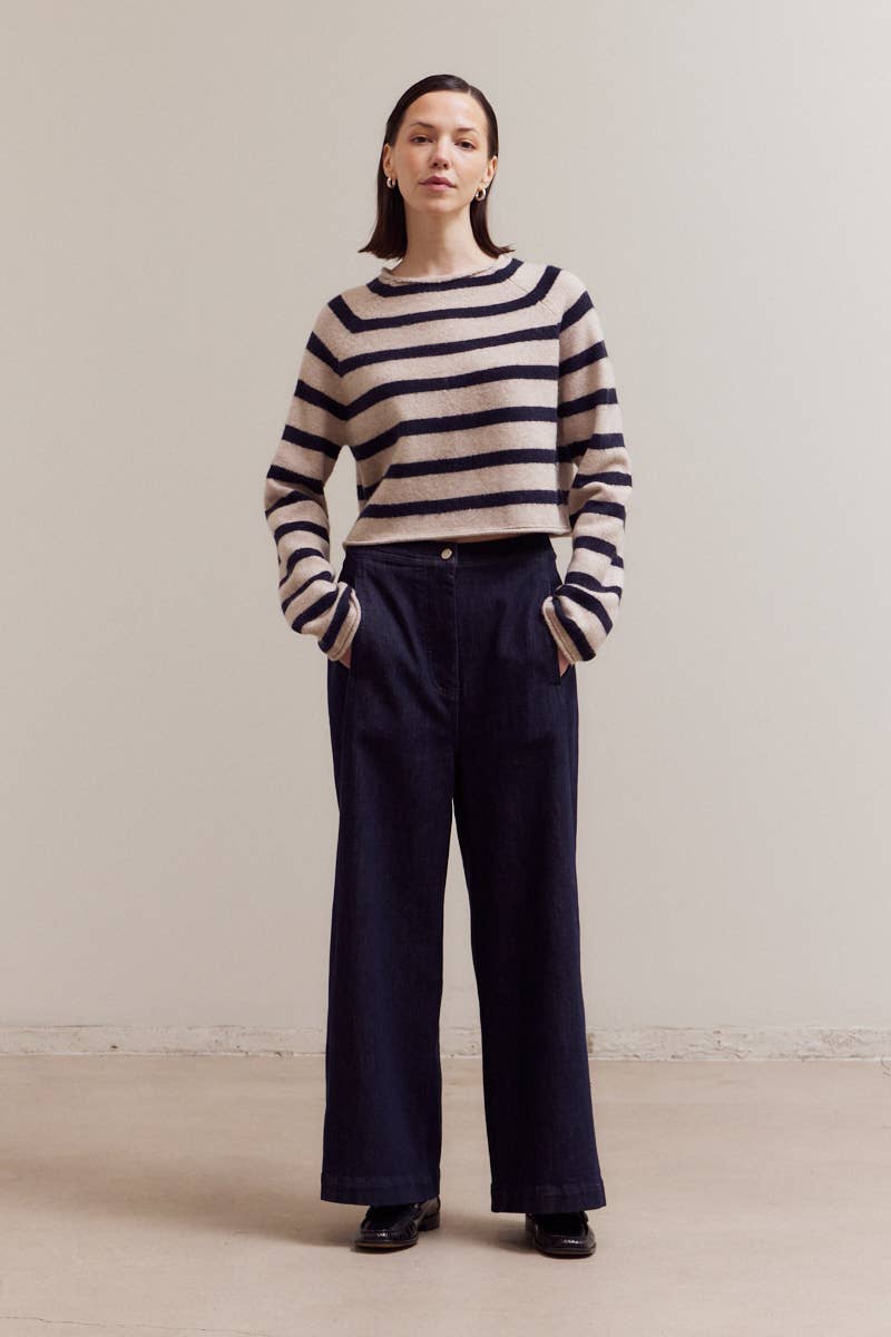 Striped Mock Neck Sweater