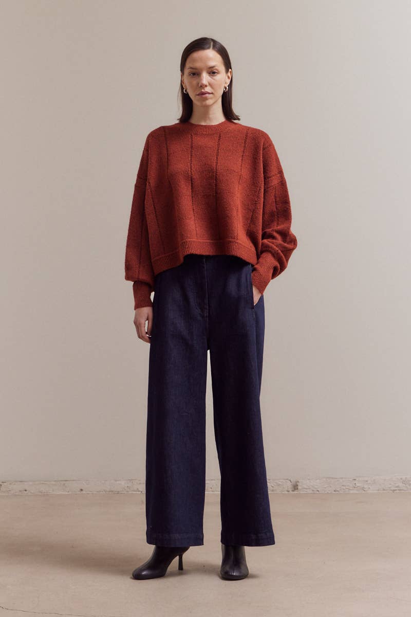 Textured Grid Knit Sweater