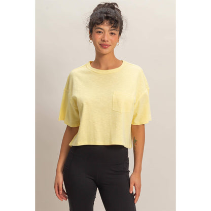 Boxy Crew Neck Top With Pocket